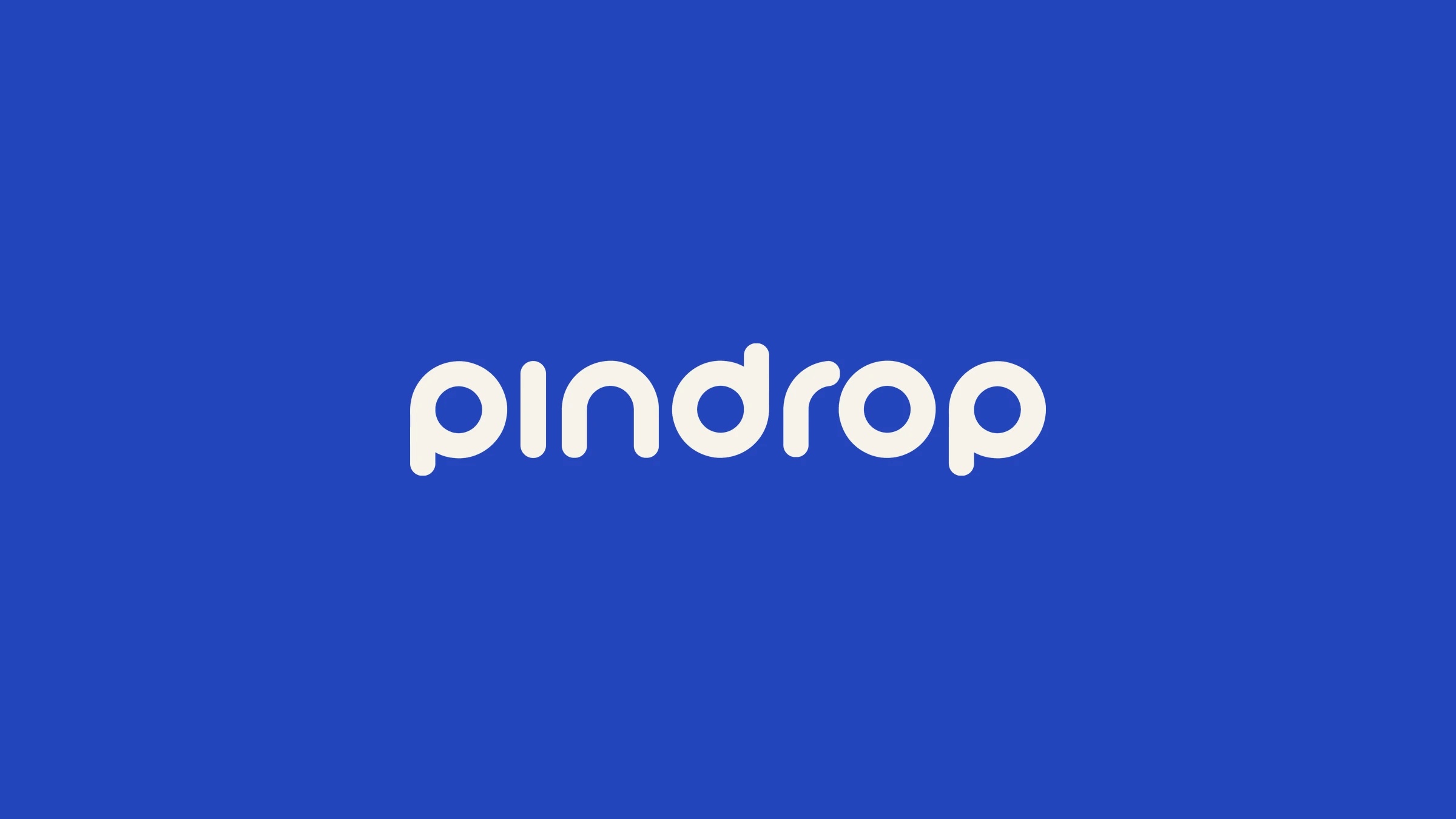 The Pindrop wordmark in cream on the platform's blue.